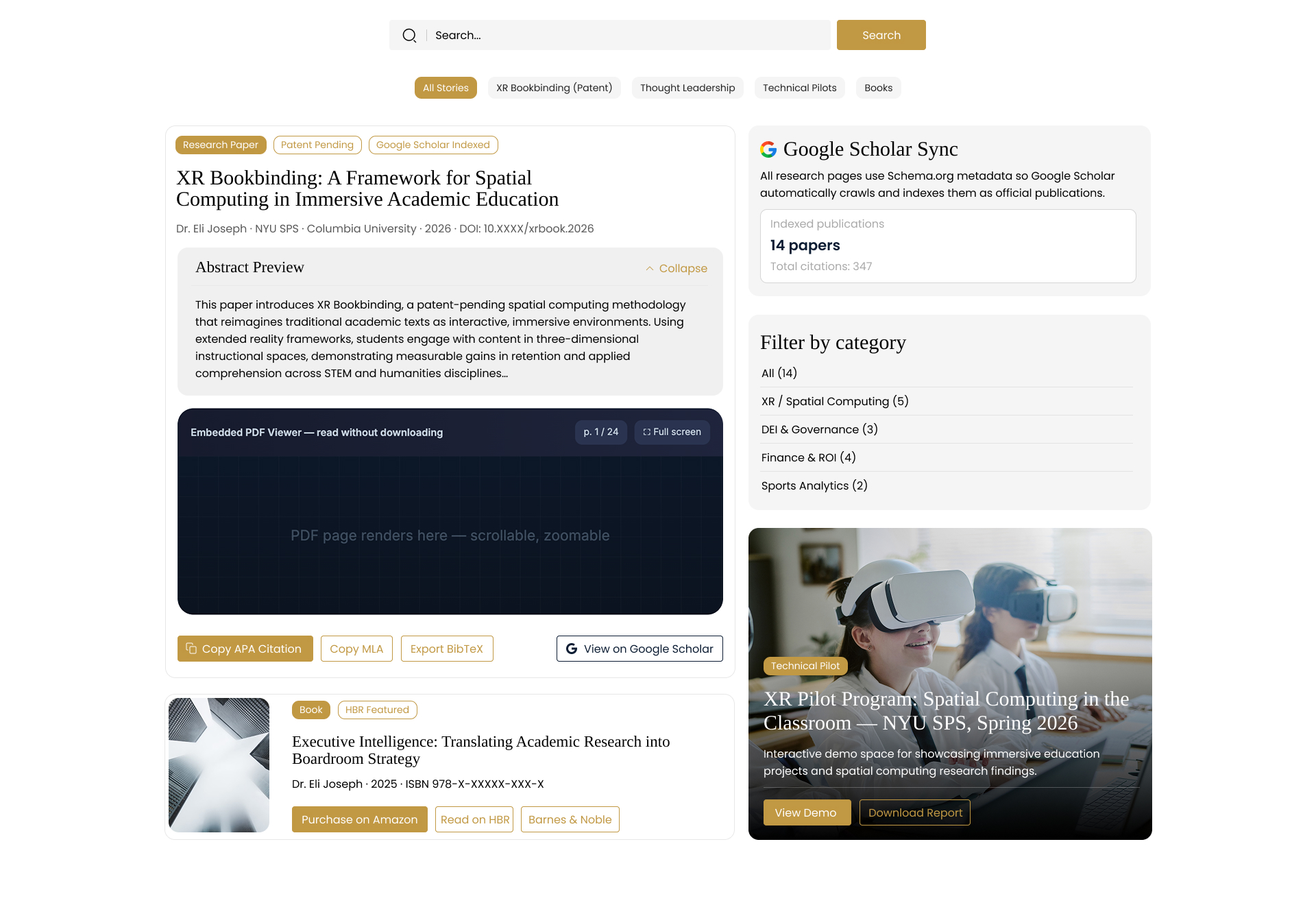 Research & Extended Reality (XR) Library